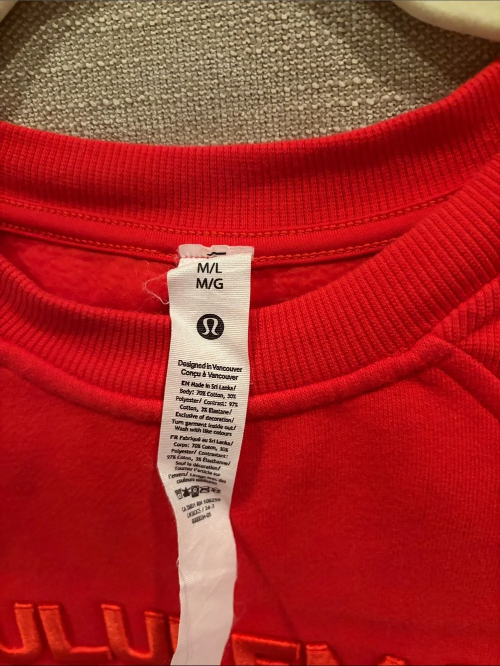 lululemon athletica Bright Red Embossed Logo Sweatshirt